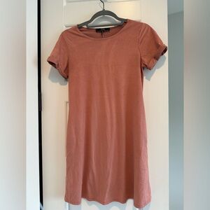 Vibe Sportswear, Medium Velvet Like Tunic Dress in Dusty Pink